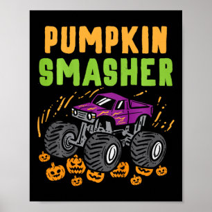 Kids Halloween Monster Truck Pumpkin Smasher Boys  Poster