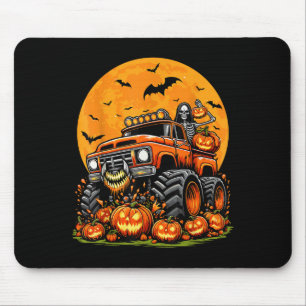 Kids Halloween Monster Truck Skeleton Pumpkin Boys Mouse Pad
