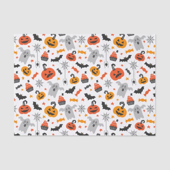 Kids Halloween Party Ghosts Spiders Candy Pumpkins Tissue Paper (Front)