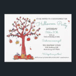 Kids Halloween Party  Invitation<br><div class="desc">This adorable kids halloween party invitation features illustration of an Autumn tree full of cute jack o lanterns and seasonal decorative party flag banners hanging from the branches. Purple birds enjoy their spooky-cute home and are ready for Halloween night trick or treating! Makes a perfect design for your friendly, non-scary...</div>