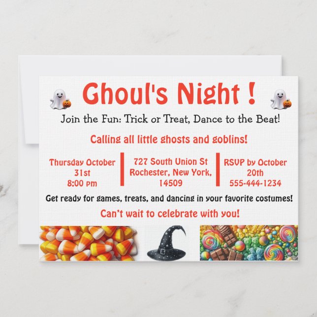 Kids Halloween Party Invitation Card (Front)