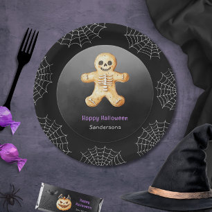 Kids Halloween Party Skeleton Black Paper Paper Plate