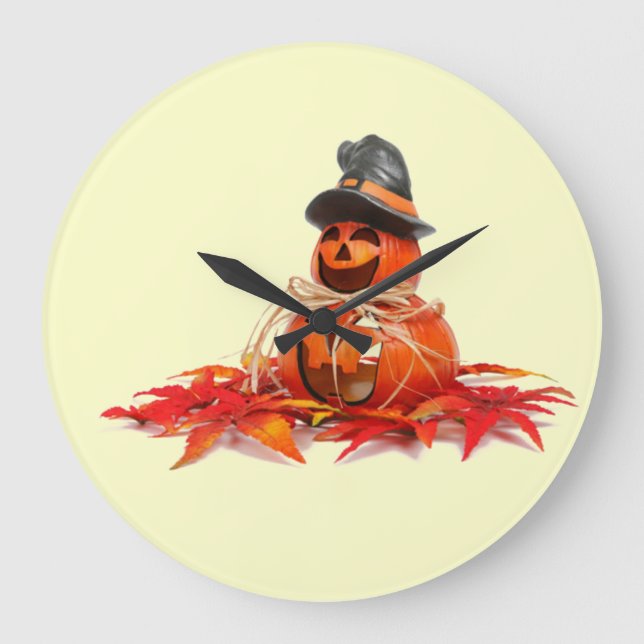 Kids Halloween Pumkins Large Clock (Front)