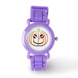 Kids Halloween Pumpkin Custom Red Glitter Watch