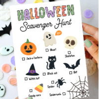 Kids Halloween Scavenger Hunt Game Card