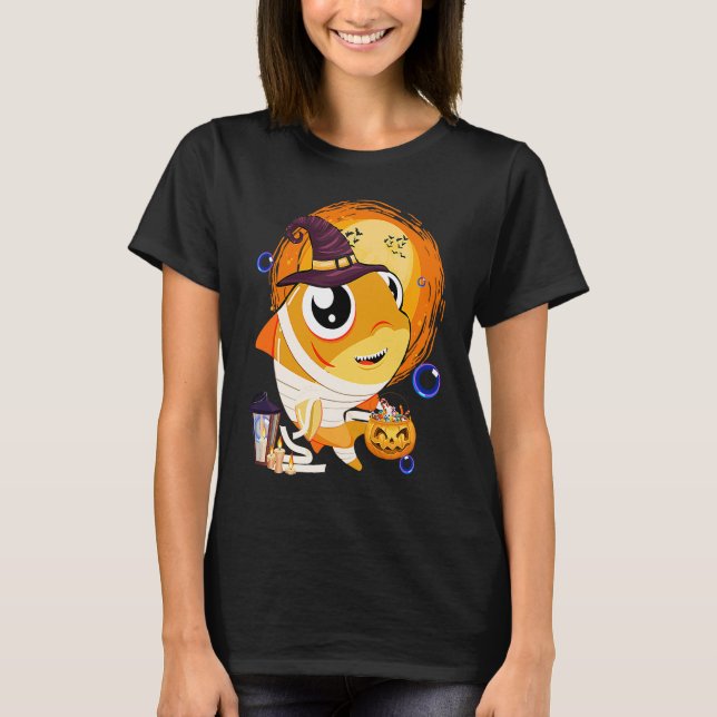 Kids Halloween Shark Mummy Witch Hat Spider Kids P T-Shirt (Front)