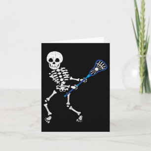 Kids Halloween Shirt Skeleton Lacrosse Sport Playe Card