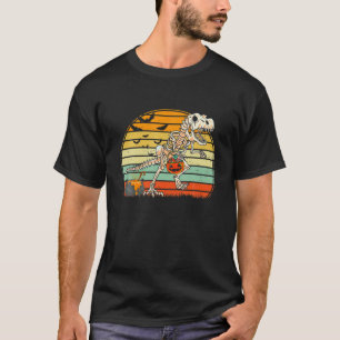Kids Halloween Skeleton Dinosaur Pumpkin Trex Todd T-Shirt