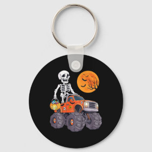 Kids Halloween Skeleton Riding Monster Truck Funny Key Ring
