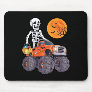 Kids Halloween Skeleton Riding Monster Truck Funny Mouse Pad