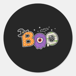 Kids Halloween Spooky Season Pumpkin Toddler Boys Classic Round Sticker
