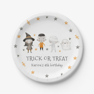 Kids Halloween Trick or Treat Birthday Paper Plate