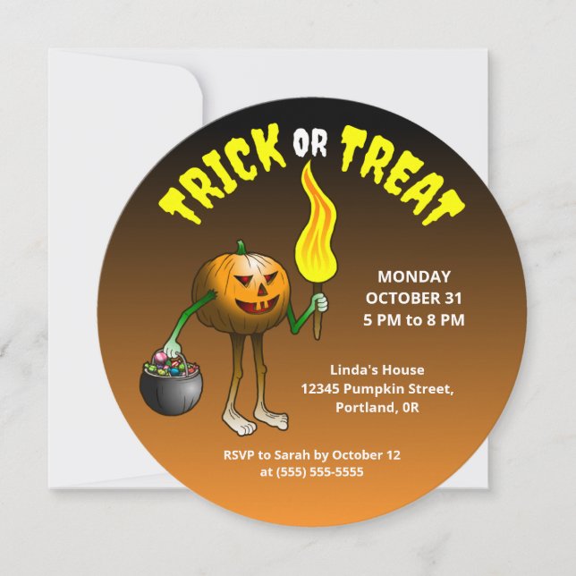 Kids Halloween Trick or Treat Party Invitation (Front)