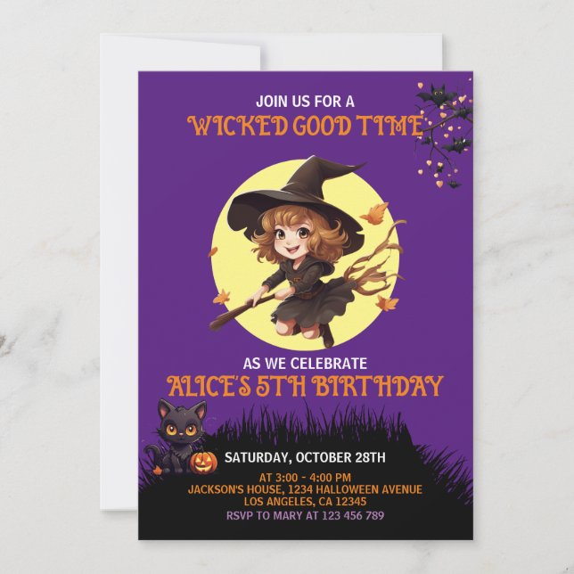 Kids Halloween Wicked Birthday Party Invitation (Front)