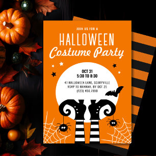 Kids Halloween Witch Feet Costume Party Invitation