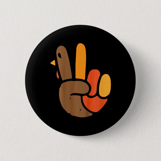Kids Hand Peace Sign Thanksgiving Day Cool Symbol  6 Cm Round Badge (Front)