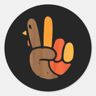 Kids Hand Peace Sign Thanksgiving Day Cool Symbol  Classic Round Sticker