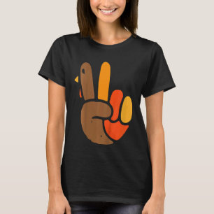 Kids Hand Peace Sign Thanksgiving Day Cool Symbol T-Shirt