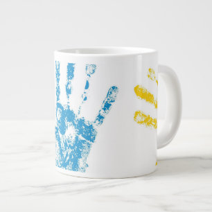 Kids Handprints in Paint Large Coffee Mug