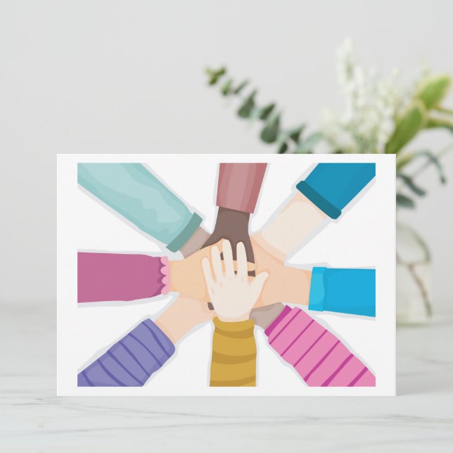 Kids Hands Together Invitations (Standing Front)