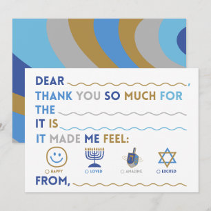 Kids Hanukkah Thank You Cards   Fill In The Blank