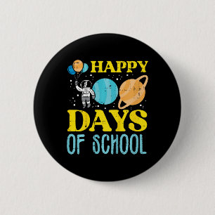 Kids Happy 100 Days Of School Astronaut Planets 10 6 Cm Round Badge