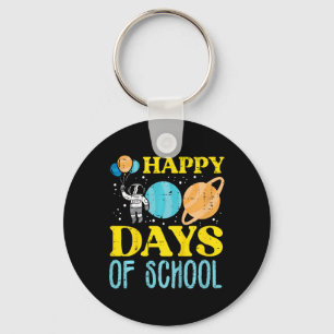 Kids Happy 100 Days Of School Astronaut Planets 10 Key Ring