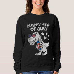 Kids Happy 4th Of July Boys Toddler Trex Dinosaur Sweatshirt