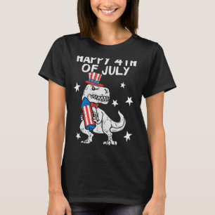 Kids Happy 4th Of July Boys Toddler Trex Dinosaur T-Shirt