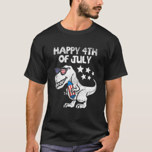 Kids Happy 4th Of July Boys Toddler Trex Dinosaur  T-Shirt