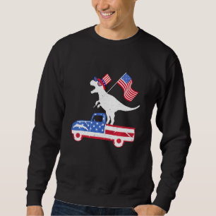 Kids Happy 4th Of July Dino Trex Dinosaur Baby Tod Sweatshirt