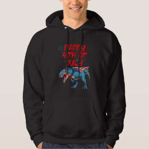 Kids Happy 4th Of July T-Rex Dino Dinosaur Baby To Hoodie