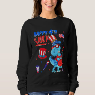 Kids Happy 4th Of July T-Rex Dino Dinosaur Baby To Sweatshirt