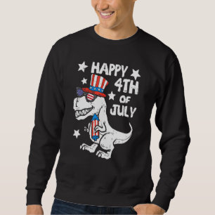 Kids Happy 4th Of July T-Rex Dino Dinosaur Baby To Sweatshirt