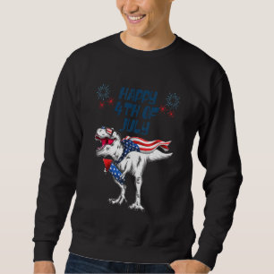 Kids Happy 4th Of July T-Rex Dino Dinosaur Baby To Sweatshirt