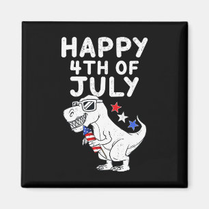 Kids Happy 4th Of July T Rex Patriotic Fun Toddler Magnet