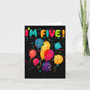 Kids happy 5 fifth birthday party balloons card