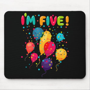 Kids happy 5 fifth birthday party balloons mouse pad