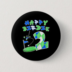 Kids Happy Birdie Golf 2nd Birthday Golf 2 Year Ol 6 Cm Round Badge