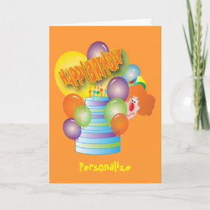 Kids Happy Birthday - Cute Clown Card