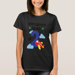 Kids Happy Birthday To Me Age 2 Two Aeroplane Pa T-Shirt