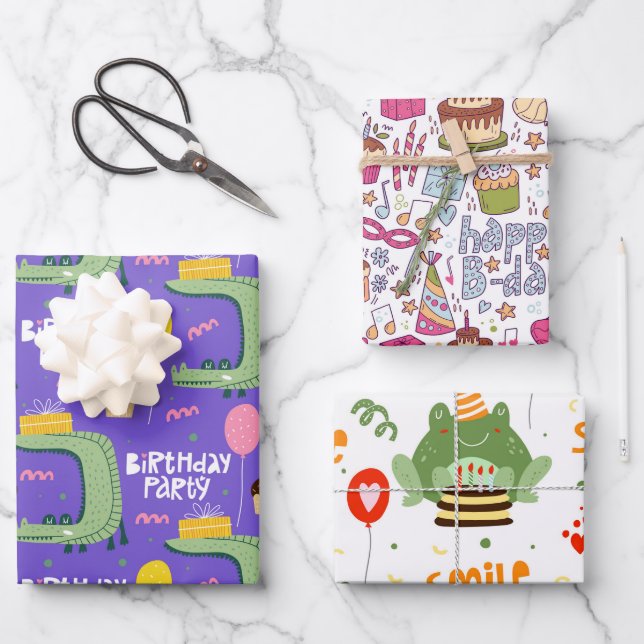 Kids Happy Birthday  Wrapping Paper Sheet (Front)