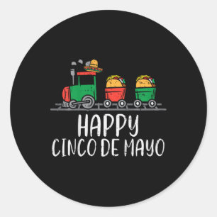 Kids Happy Cinco De Mayo Mexican Tacos Train Toddl Classic Round Sticker