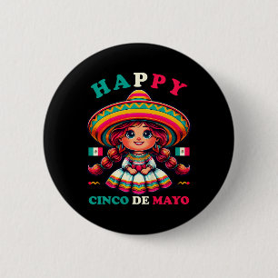 Kids Happy Cinco De Mayo Shirt Girl Kids Mexican F 6 Cm Round Badge