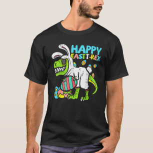 Kids Happy East T Rex Dino Saurus Bunny Happy East T-Shirt