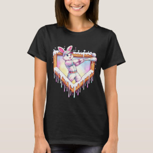 Kids happy easter bunny playing baseball boy ice T-Shirt
