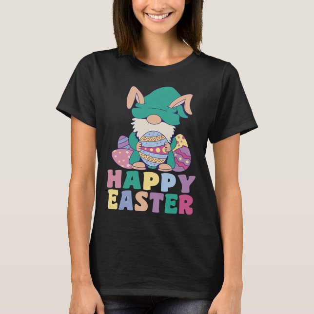 Kids Happy Easter Cute Trex Bunny Ear Easter Eggs  T-Shirt (Front)
