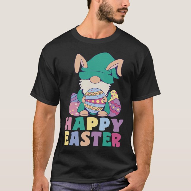 Kids Happy Easter Cute Trex Bunny Ear Easter Eggs  T-Shirt (Front)