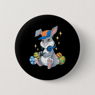 Kids Happy Easter Day Video Game Bunny Eggs Gaming 6 Cm Round Badge