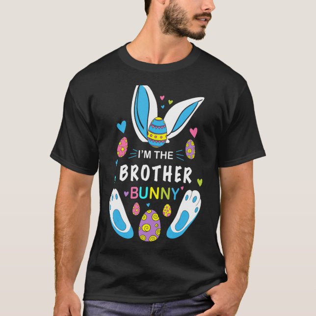 Kids Happy Easter Im The Brother Bunny Ears Funny  T-Shirt (Front)